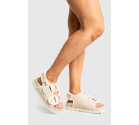 boohoo Women's Wide Fit Boucle Dad Sandals in Cream | Size: 4