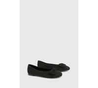 boohoo Women's Wide Fit Bow Ballet Flats in Black | Size: 5