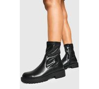 boohoo Women's Wide Fit Chunky Block Heel Shoe Boot in Black | Size: 7