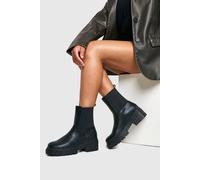 boohoo Women's Wide Fit Cleated Sole Chelsea Boots in Black | Size: 5