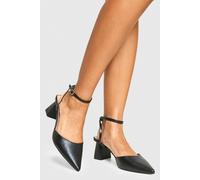 boohoo Women's Wide Fit Flared Heel Low 2 Part Court in Black | Size: 4