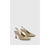 boohoo Women's Wide Fit Flared Heeled Court Shoes in Olive | Size: 5