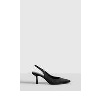 boohoo Women's Wide Fit Low Slingback Court Shoes in Black | Size: 3