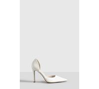 boohoo Women's Wide Fit Patent Cut Out Court Shoe in Ecru | Size: 8