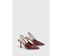 boohoo Women's Wide Fit Patent Ruched Court Shoe Heels in Burgundy | Size: 5
