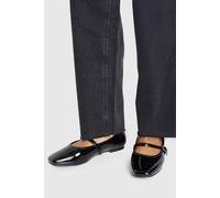 boohoo Women's Wide Fit Patent Square Toe Ballet Flats in Black | Size: 3