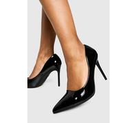 boohoo Women's Wide Fit Patent Stiletto Court Shoe Heels in Black | Size: 4