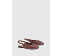 boohoo Women's Wide Fit Pointed Slingback Flats in Wine | Size: 7