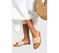 boohoo Women's Wide Fit Raffia Mule Sandals in Natural | Size: 3