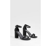 boohoo Women's Wide Fit Rounded Heel 2 Part Barely There Heels in Black | Size: 7