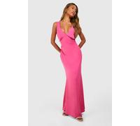 boohoo Women's Woven Crepe Cowl Back Maxi Dress in Pink | Size: 18