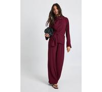 boohoo Women's Woven Drape Long Sleeve Blouse & Trouser Co-Ord in Burgundy | Size: 14