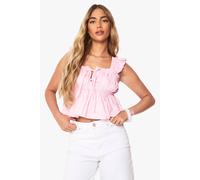 boohoo Women's Woven Frill Peplum Top in Light Pink | Size: 12