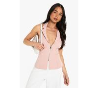 boohoo Women's Woven Halterneck Zip Through Waistcoat in Baby Pink | Size: 12