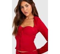 boohoo Women's Woven Structured Sweetheart Neck Top in Red | Size: 8