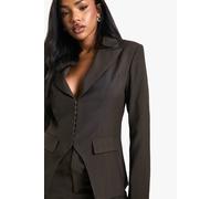 boohoo Women's Woven Tailored Corset Detail Hook & Eye Blazer in Chocolate | Size: 12