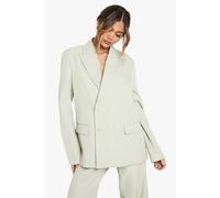 boohoo Women's Woven Tailored Double Breast Blazer in Sage | Size: 8