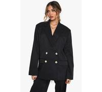 boohoo Women's Woven Tailored Frayed Hem Blazer in Black | Size: 10