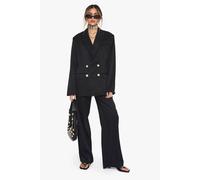 boohoo Women's Woven Tailored Frayed Hem Wide Leg Trousers in Black | Size: 14