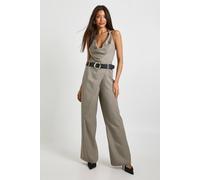 boohoo Women's Woven Tailored Halterneck Jumpsuit With Belt in Taupe | Size: 10