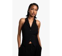 boohoo Women's Woven Tailored Halterneck Waistcoat in Black | Size: 12