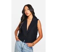 boohoo Women's Woven Textured Seam Detail Waistcoat in Black | Size: Small