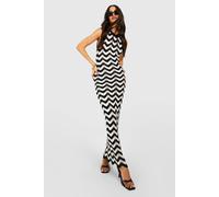 boohoo Women's Zig Zag Crochet Maxi Dress in Black | Size: XL