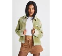 Boohoo Wool Look Check Jacket In Green green 14