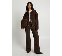 Boohoo Wool Look Collar Bomber Jacket In Chocolate chocolate 16