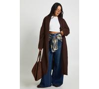 Boohoo Wool Look Oversized Belted Maxi Jacket In Chocolate chocolate 10