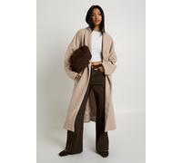 Boohoo Wool Look Oversized Belted Maxi Jacket In Stone stone 10