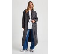 Boohoo Wool Look Pinstripe Oversized Maxi Jacket In Black black 10
