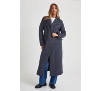 Boohoo Wool Look Pinstripe Oversized Maxi Jacket In Navy navy 16