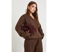 Boohoo Wool Look Pleated Barrel Sleeve Blazer In Chocolate chocolate 8