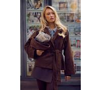 Boohoo Wool Look Wrap Mini Skirt In Chocolate chocolate 12