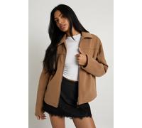 Boohoo Wool Look Zip Collar Jacket In Camel camel 8