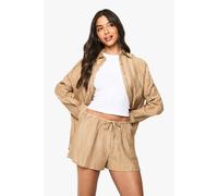 Boohoo Woven Crinkle Flippy Shorts In Mocha mocha 6