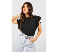 Boohoo Woven Frill Sleeve And Neck Blouse In Black black 8
