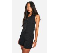 Boohoo Woven Open Back Tailored Waistcoat In Black black S