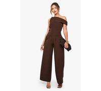 Boohoo Woven Pleated Straight Leg Trouser In Mocha mocha 8