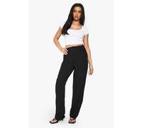Boohoo Woven Straight Leg Trousers In Black black 6
