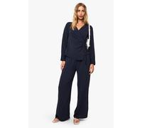Boohoo Woven Striped Elasticated Wide Leg Trousers In Navy navy 10