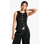 boohoo Women's Woven Tailored Button Waistcoat in Black | Size: 12