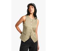 Boohoo Woven Tailored Button Waistcoat In Olive olive 14