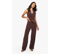Boohoo Woven Tailored Slim Straight Leg Trouser In Chocolate chocolate 10