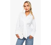 Boohoo Woven Tie Front Shirt In White white 8