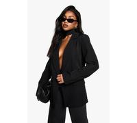 Boohoo Woven Tie Neck Detail Blazer In Black black 10