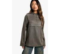 boohoo Women's Woven Tracksuit Top in Charcoal | Size: 12