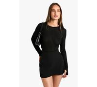 Boohoo Woven Wrap Front Mini Skirt In Black black 14