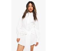 Boohoo Wrap Shirt Dress In White white 8
